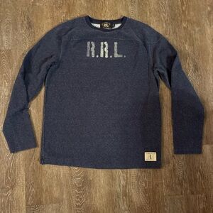 Ralph Lauren Double RL Navy Crewneck Sweatshirt with R.R.L. Chest Logo